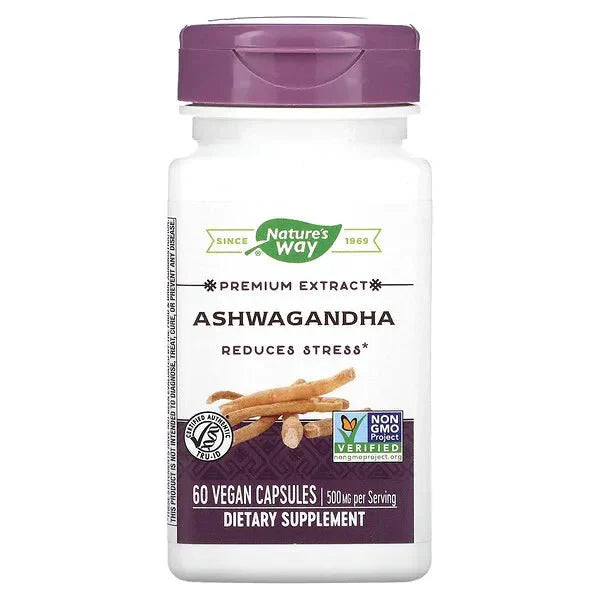 Extracto de Ashwagandha 500mg de Nature's Way | Contribuye a reducir la ansiedad y el estrés | 60 cápsulas veganas