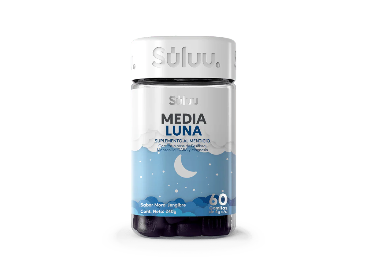 Gomitas Media Luna de Súluu | Promueve un sueño profundo y reparador, actuando sobre el insomnio | 240g en 60 gomitas sabor Menta - Jengibre