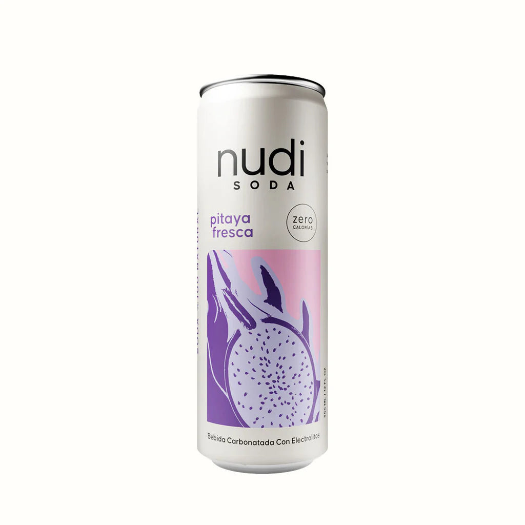 Soda de pitaya sin azúcar con electrolitos 355 ml Nudi Soda